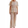 Lace Beach Set Long Trousers T-Shirt For Summer White Women