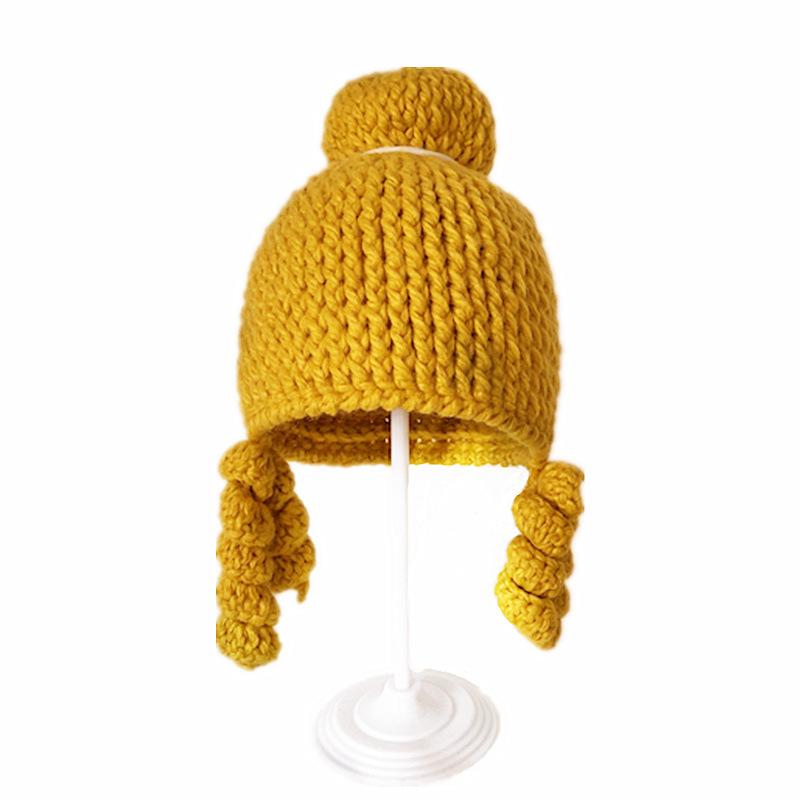 

Autumn and winter children s wool hat creative crochet wig princess hat curly hair ballet dance hat boys and girls baby stage 45-53cm