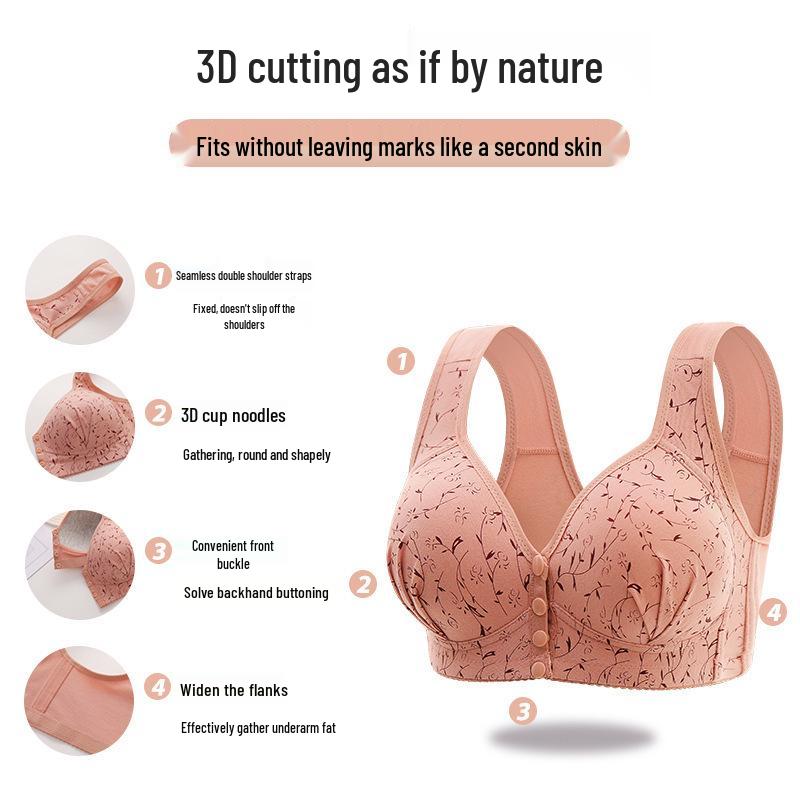 Plus Size Front Buckle Wireless Vest-Style Bra for Middle-Aged & Elderly Women