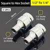 1/4" 3/8” 1/2” Square Drive To 1/4" Hex Shank Socket Adapter Converter Quick Change Bit Holder Repair Hand Tools Accessories