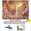 2D Flat Printing Candy Themed Backdrop with Giant Lollipops for Birthday and Baby Shower