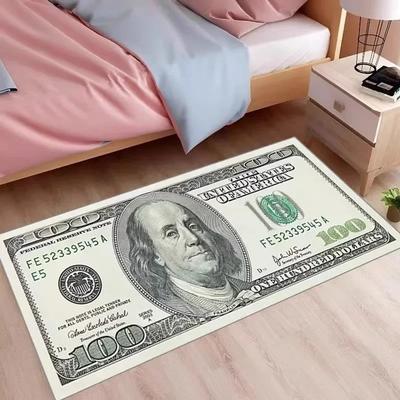 Creative Money Print Kitchen Bills Crystal Velvet Rug Machine Washable NonSlip Entryway Floor Mat for Indoor Porch Bathroom
