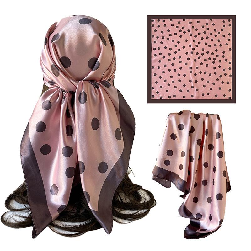 Dot Print Square Scarf For Women Silk Shawl Neckerchief Female Hair Bands Head Wraps Headband Foulard Satin Hijab Bandana