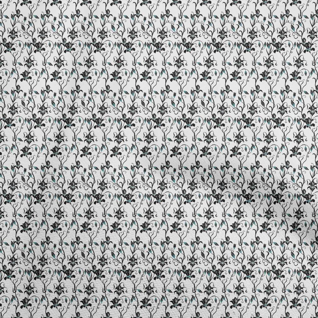 oneOone Cotton Flex Black Fabric Floral Fabric For Sewing Printed Craft Fabric By The Yard 40 Inch