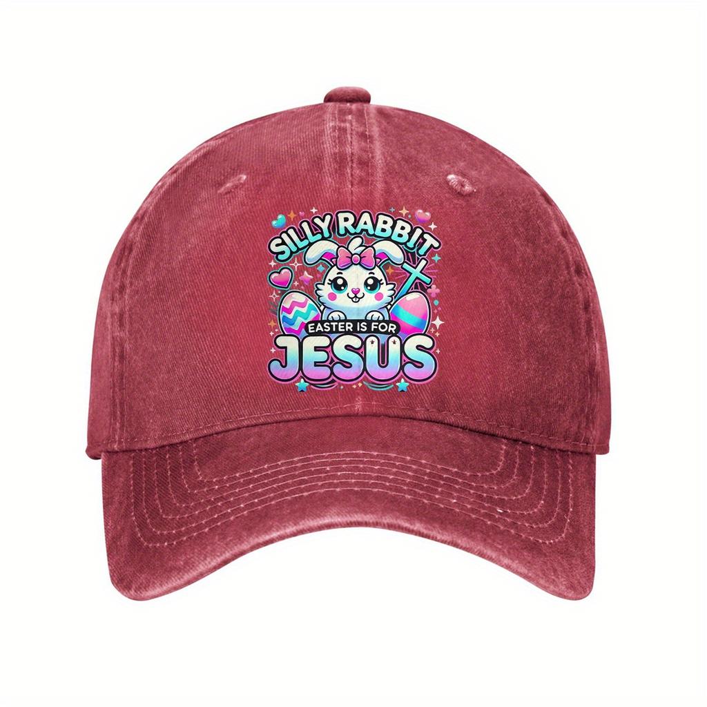 Silly Rabbit Easter Jesus Print Baseball Cap Adjustable Cotton Casual Distressed Unisex Adult Cap