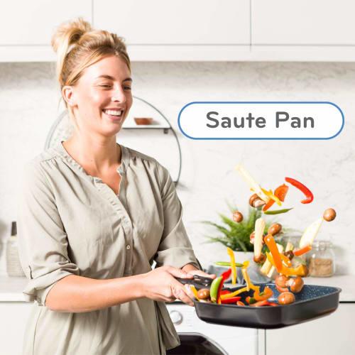 Flavor Stone Diamond Edition 6-Piece Set (Navy) Nonstick Square Frying Pan, Oven Safe