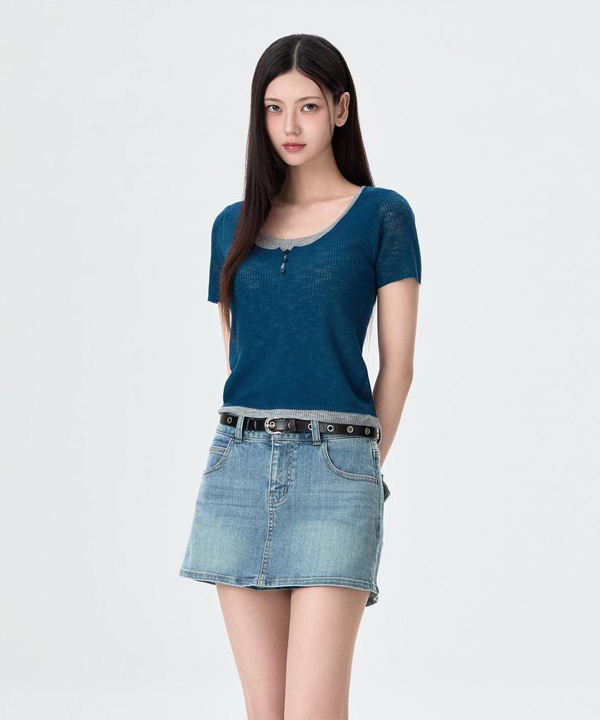 MIXXO Layered Short Sleeve Knit Re Kag614T_Miwkag76Qt