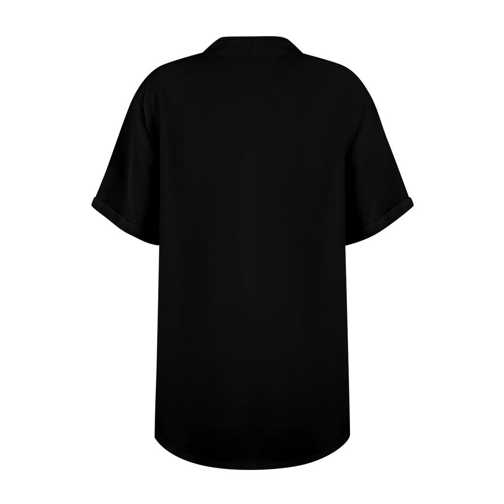 Women's Fashion Casual Colour V-Neck Short Sleeve Button Down Shirt T-Shirt Top