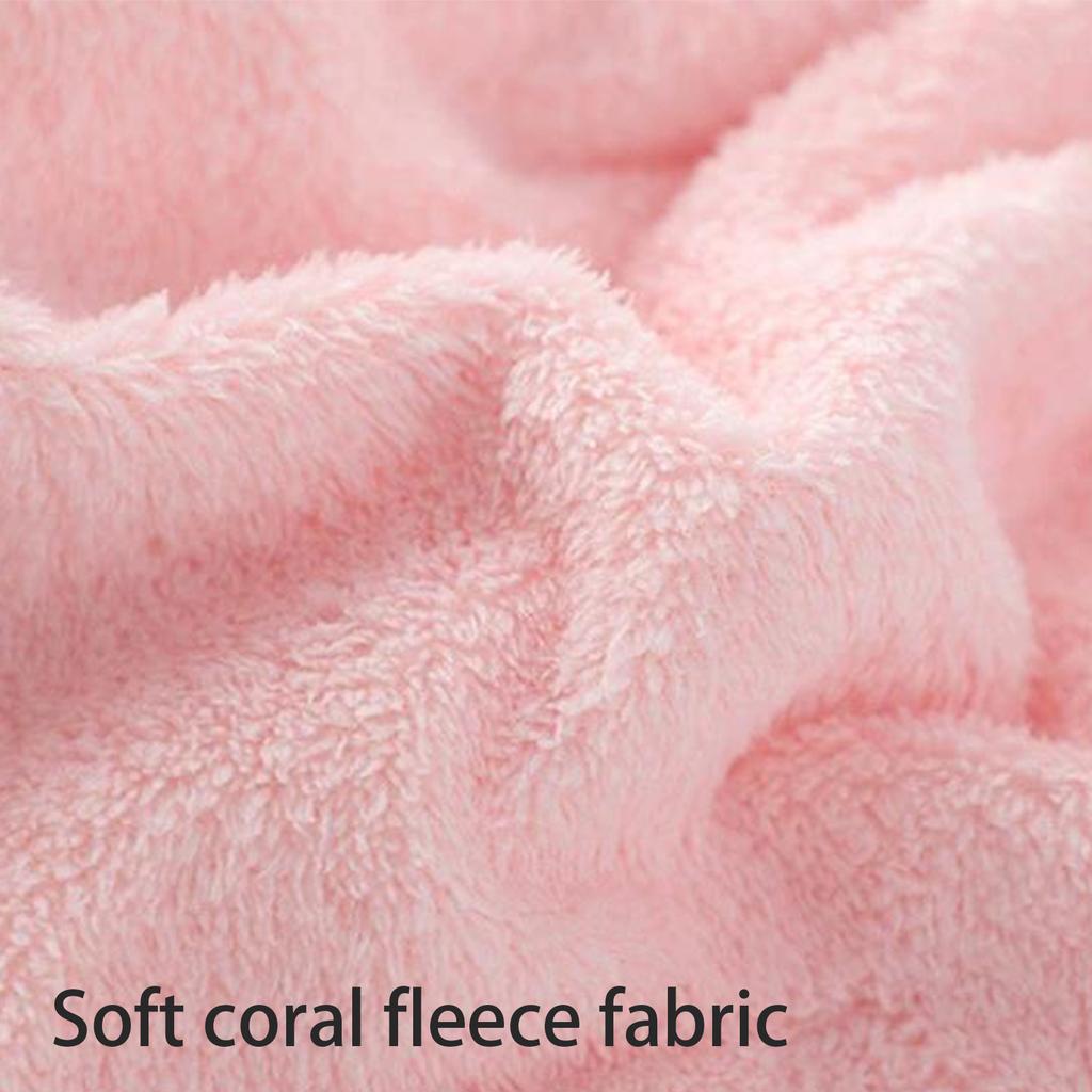Soft and Absorbent Hair Drying Caps Coral Fleece Hair Towel Wrap for All Ages Button Closure Moisture Absorption