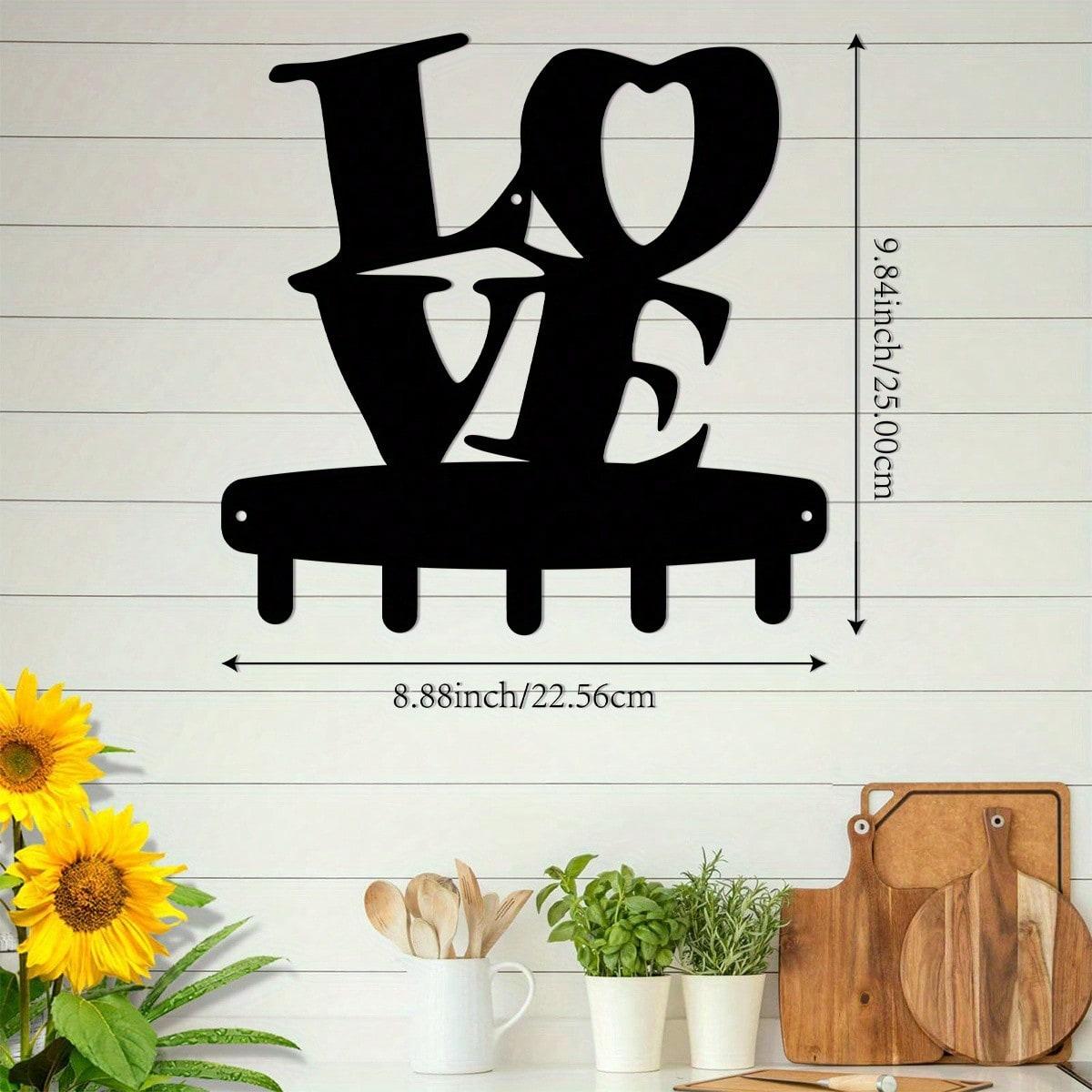 

Bohemian Heart Metal Key Holder Wall Mounted Organizer Black Art Decor TY10185-01