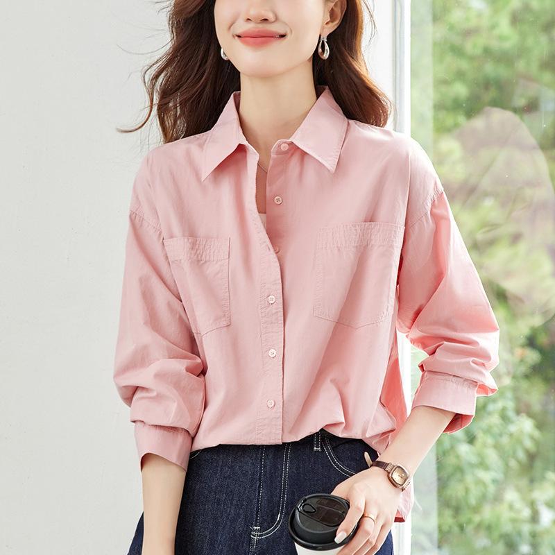 

Long-sleeved Shirt for Women In Autumn Design Sense Commuting Versatile Casual White Top XXL розовый