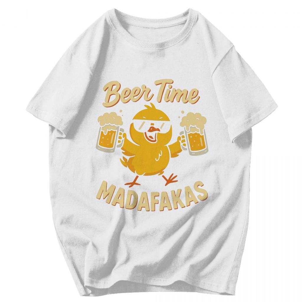 Men T Shirt Beer Time Madafakas Drinking Beer Lovers Idea Y2K Graphic Tees Unisex Clothing T Shirts