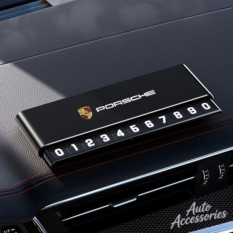 AFUHD1 Car Temporary Parking Number Plate Aluminium Alloy Slide Adjustable Sticker For Porsche Boxster Cayman Taycan 911 Macan Panamera