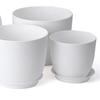Flower Pot with Saucer Plastic Plant Pot with Drainage Holes Modern Decorative Planter