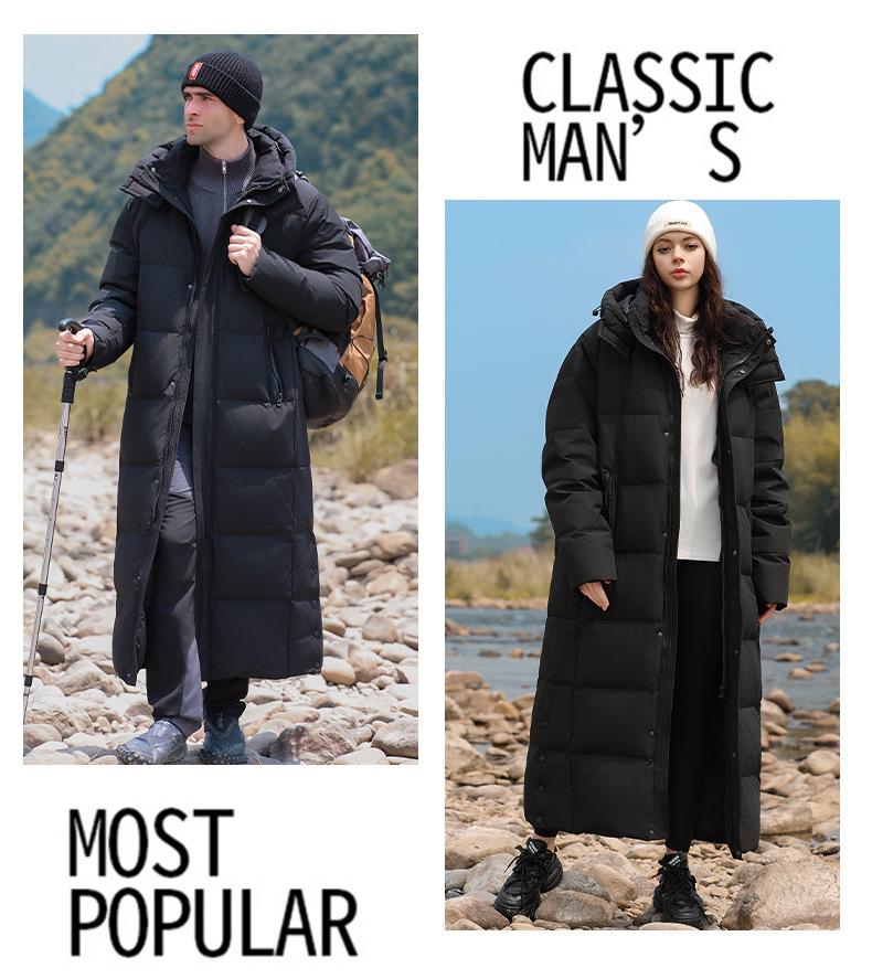Unisex Long Ankle-Length Goose Down Jacket - Casual Loose Korean Style for Autumn/Winter
