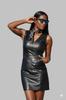 V-Neck Black Dress 100% Soft Lambskin Stylish Slim Fit Original Trendy Women's