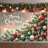 Happy New Year Banner Red Green Gold Colors Merry Christmas Banner Seasonal Banner Lightweight Christmas Decor For Holiday