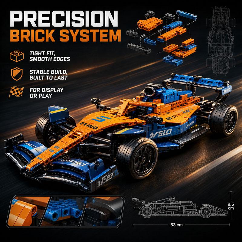 Formula Racing Building Block Car Kit Aerodynamic Design Functional Steering Mechanical Brick Model Toy For Christmas Gift