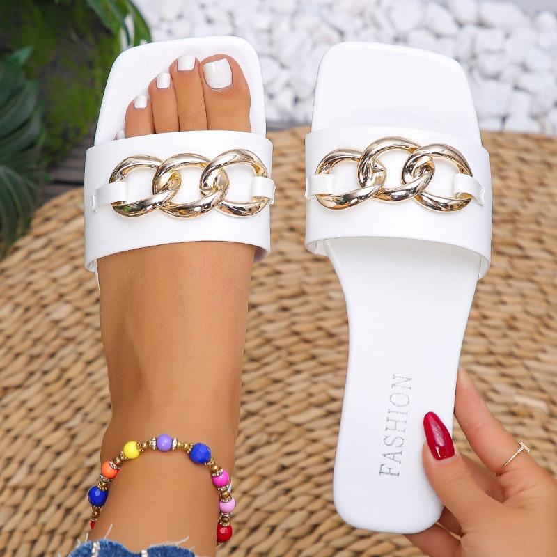 Fashion Women 2025 Band Flat Sandals Fashion Sexy Open Toe Outdoors Slides Luxurious Office Ladies Party Female Shoes
