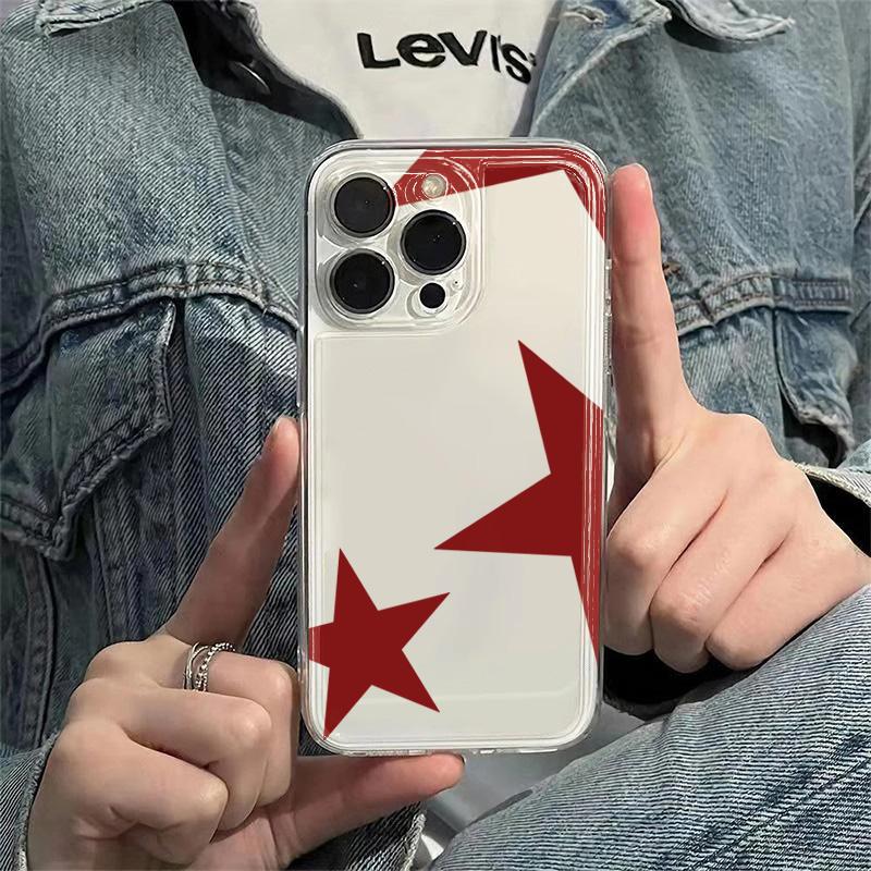 Minimalist Red Star Transparent Phone Case for Samsung Galaxy A06 A55 5g S25 S24 Ultra S23 S21 FE A54 A15 A35 A36 A16 A05 Cover