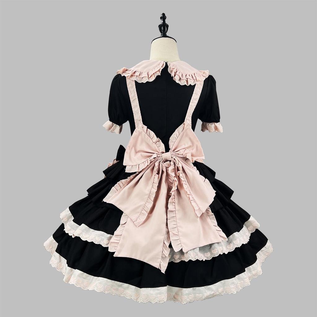Abito da Principessa Maid Lolita Dolce e Piccante Nero Rosa