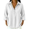 Women's loose-fitting seven-button denim blouse with decorative buttons