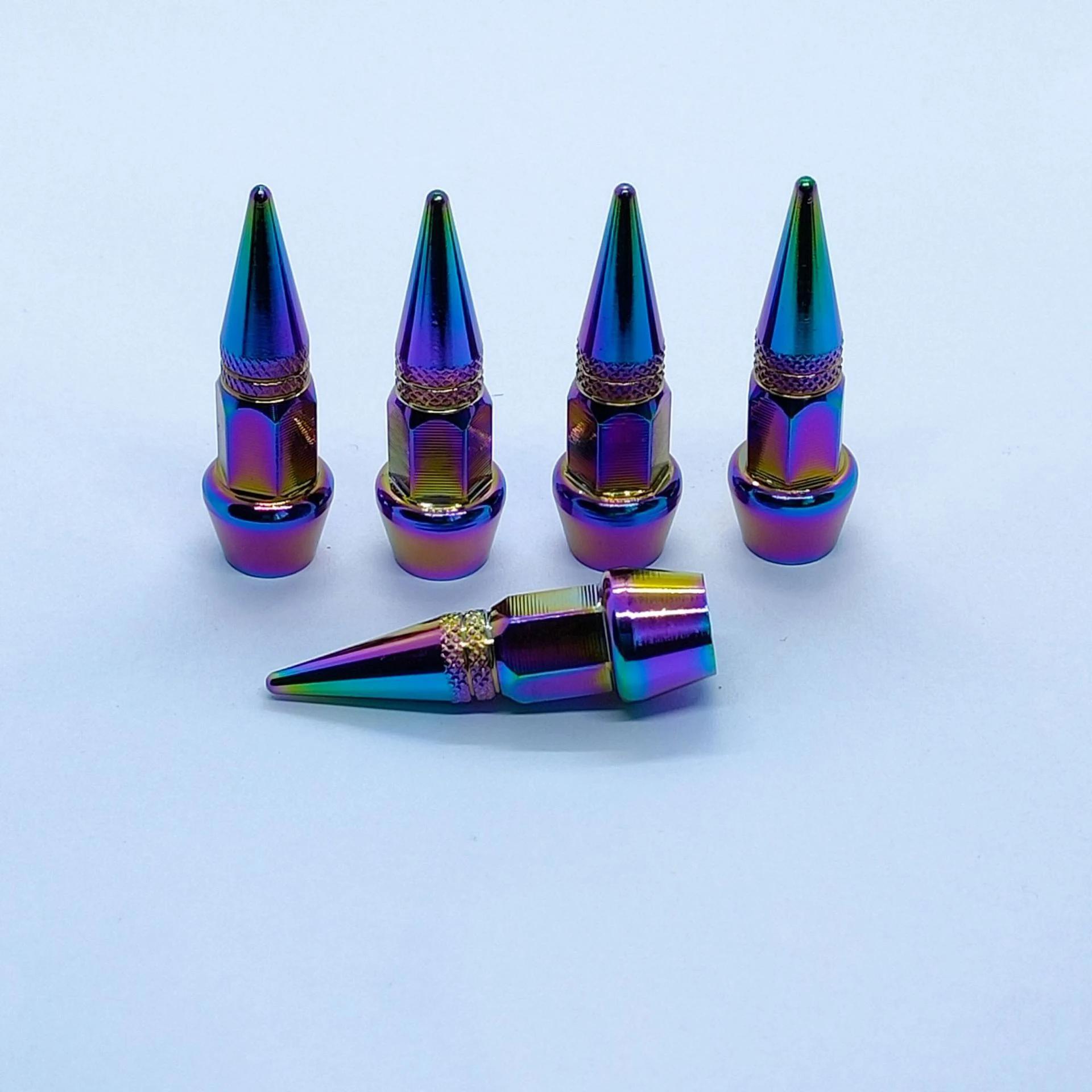 4Pcs Colorful Car Tire Valve Stem Caps LeakProof Tyre Air Valve Caps Aluminum Alloy Air Nipple Cover for Cars Bikes Motorcycles A-4Pcs
