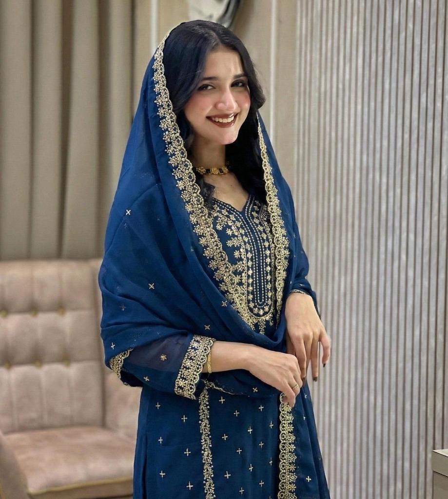 Traje Salwar de Georgette Sintético de Diseñador Indio para Fiesta Conjunto Salwar Kameez Bollywood para Mujer