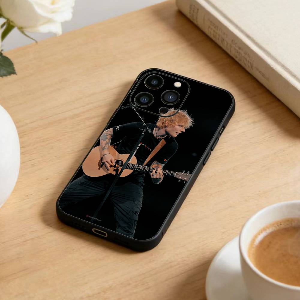 

Singer E-Ed Sheeran Phone Case For iPhone17,16,15,14,13,12 Plus,Max Soft Silicone Black Cover iPhone14Plus