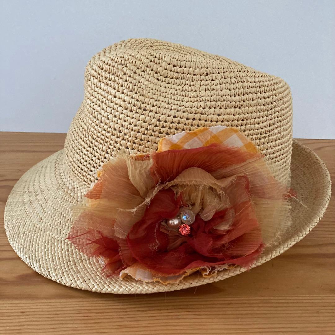 Used [Good Condition] CA4LA Raffia Hat 100% Panama Made in Japan Flower Decoration