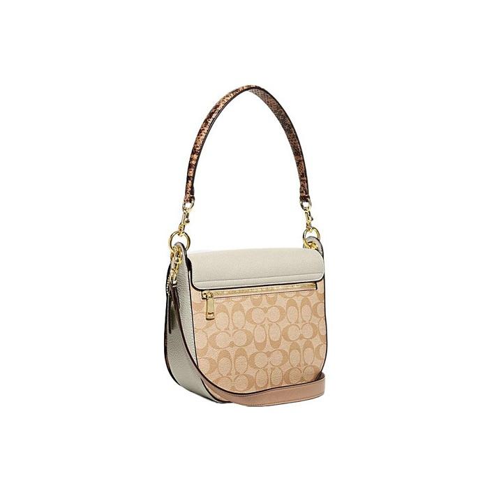 Coach Kleo 23 Saddle Buckle Flap Shoulder Bag Women shoulder bag White Beige CA166-IMOTV