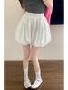 Women's High-Waisted Black & White Puffball Pleated Summer Shorts
