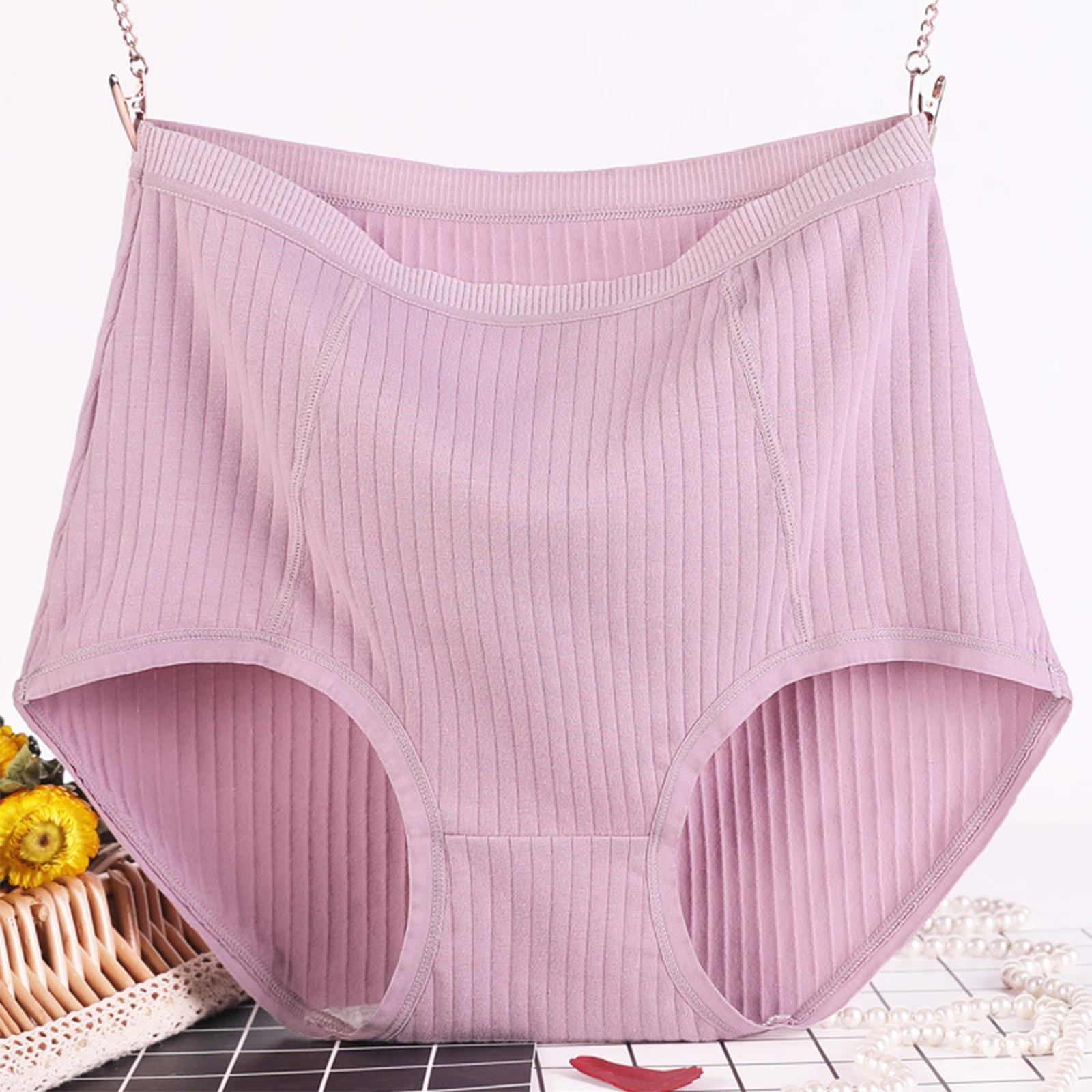

Breathable High Waist Women Underwear Plus Size Ribbed Stretch Cotton Seamless Soft Comfortable Panties XXXXXXL фіолетовий