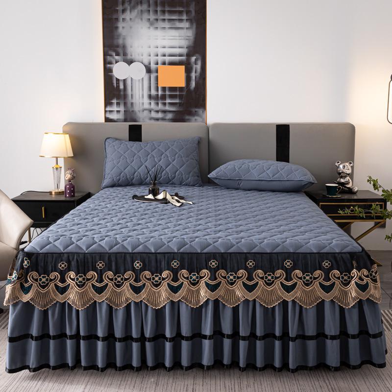 European Style Lace Quilted Bed Skirt - Thickened Skirt Edge for E-commerce Dropshipping