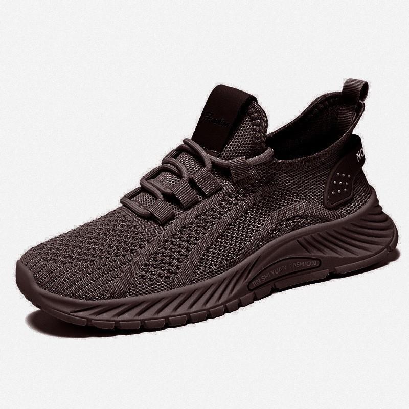 Shoe processing Spring large size sports shoes Flying woven running shoes Soft sole breathable single shoes Shallow mouth shoes