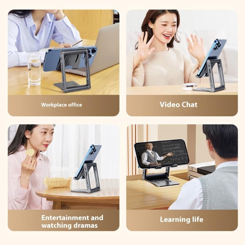 Foldable Cellphone Holder Universal Desktop Mobile Phone Cradle Height Adjustable Tabletop Phone Support Holder Portable