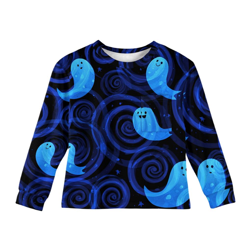 Jenters langermet bluse - Rund hals myk midje tunika