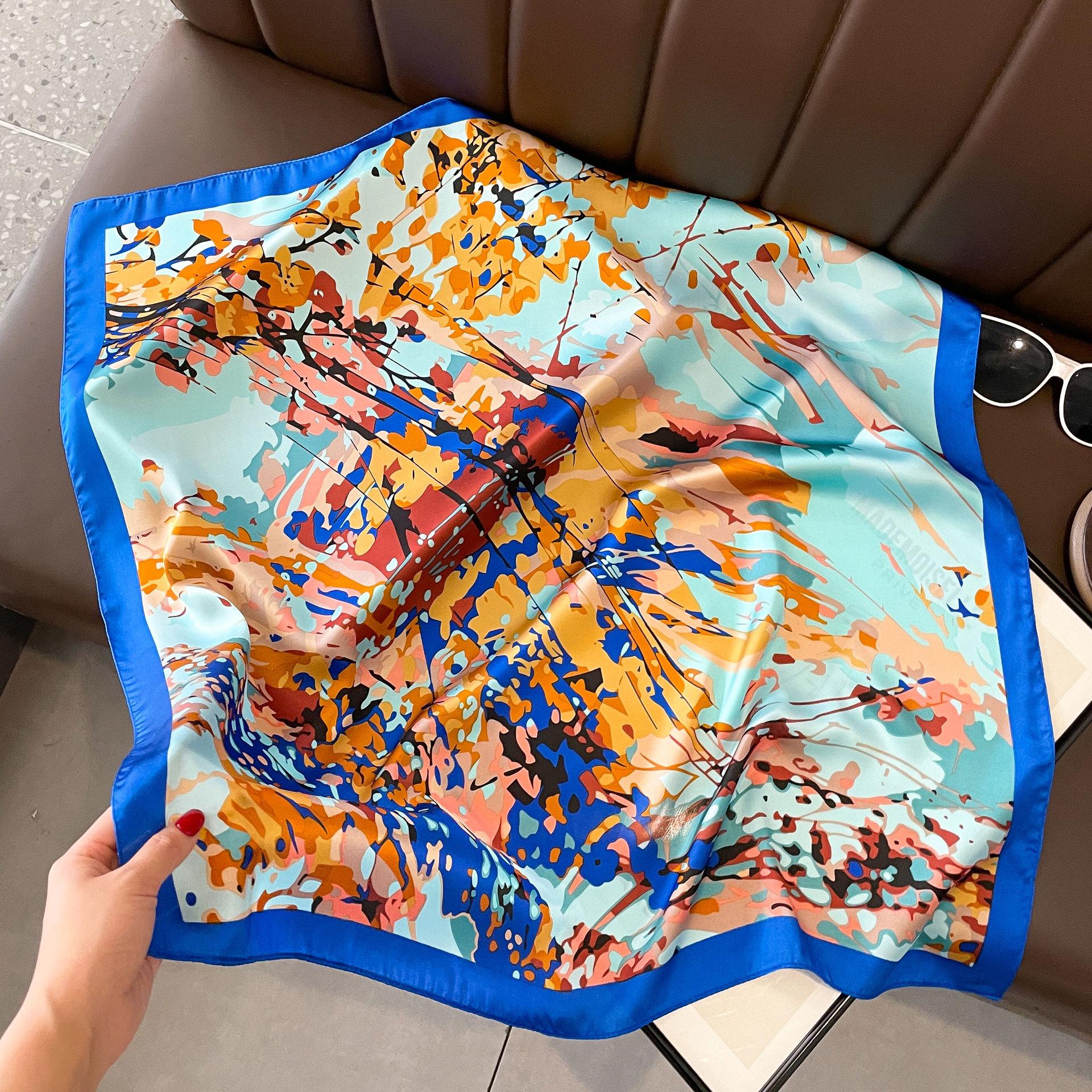 

Высококачественные роскошные шелковые шарфы, повязка на голову, шарфы, шейный шарф для женщин, шелковый шарф с цепочкой, женская декоративная шаль 70*70cm