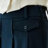 Goxo Metal Logo Flap Pleats Skirt Indigo