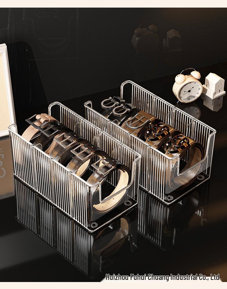 Men's Belt Display Rack: Acrylic Wardrobe Organizer with Transparent Compartments