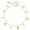 Tobillera con Corazón de Mariposa Chapada en Oro K y Circonita para Mujer