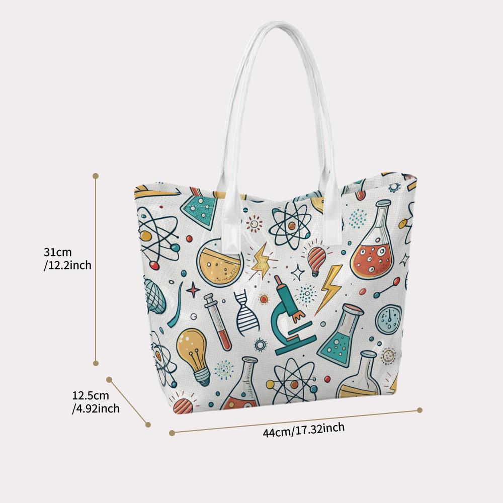 Fun Science Print Portable Tote Bag Daily Outdoor Carry Shoulder Bag
