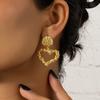 Qingdao medieval vintage electroplated plain gold love pendant earrings heavy industry fashion trend earrings