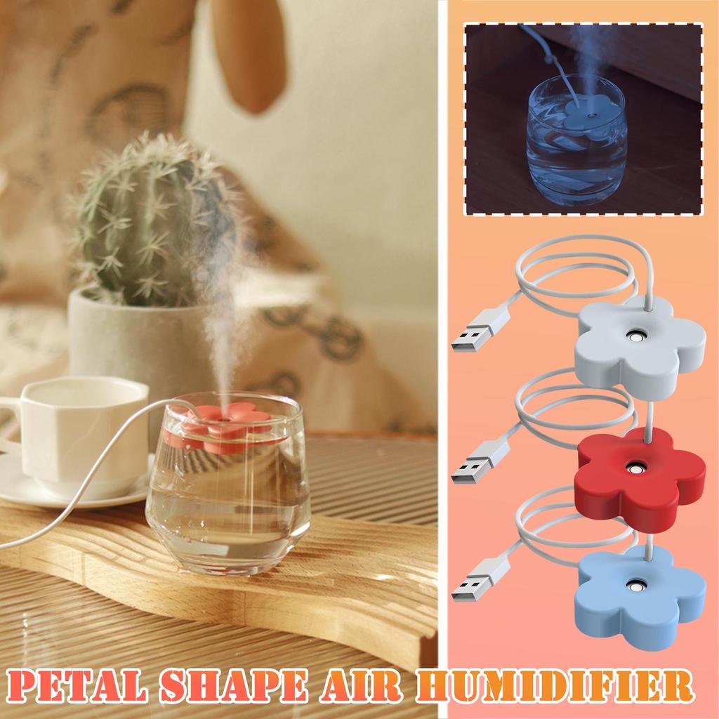 Tragbarer USB-Luftbefeuchter in Blütenblattform, Mini-Ultraschall-Aromatherapie-Luftbefeuchter, Diffusoren für Zuhause, Winterreiniger, Humificador