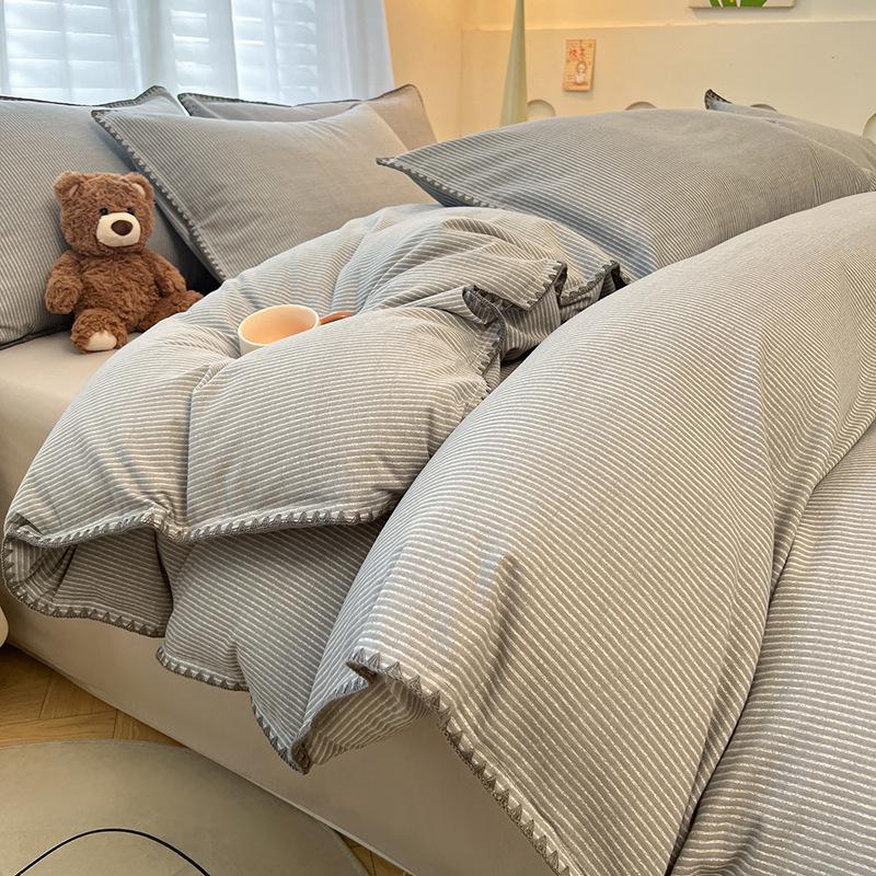 Gebürstetes Verdicktes Baumwoll-Bettwäsche-Set - Herbst & Winter Bettbezug, Laken für Wohnheime