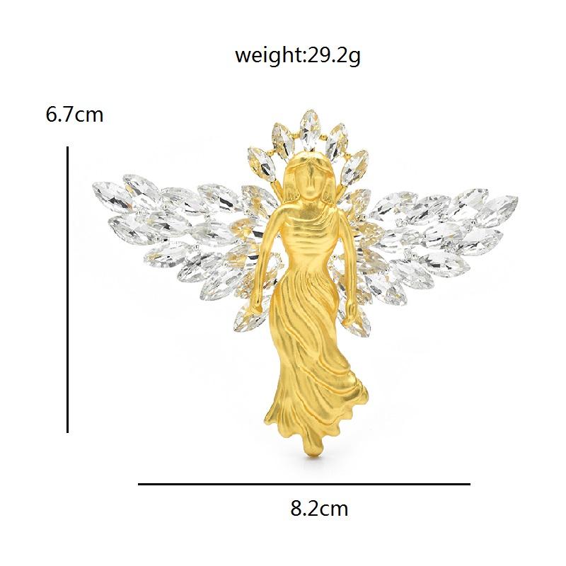 Wings Angel Brooch for Women Rhinestone Lady Party Office Corsages Pins Gifts
