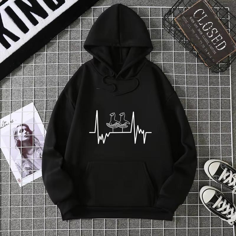 Heartbeat Runner Graphic Hooded Sweatshirts New In Hoodies & Sweatshirts Essentials Winter Thick Sweater Hoodie Women Clothes