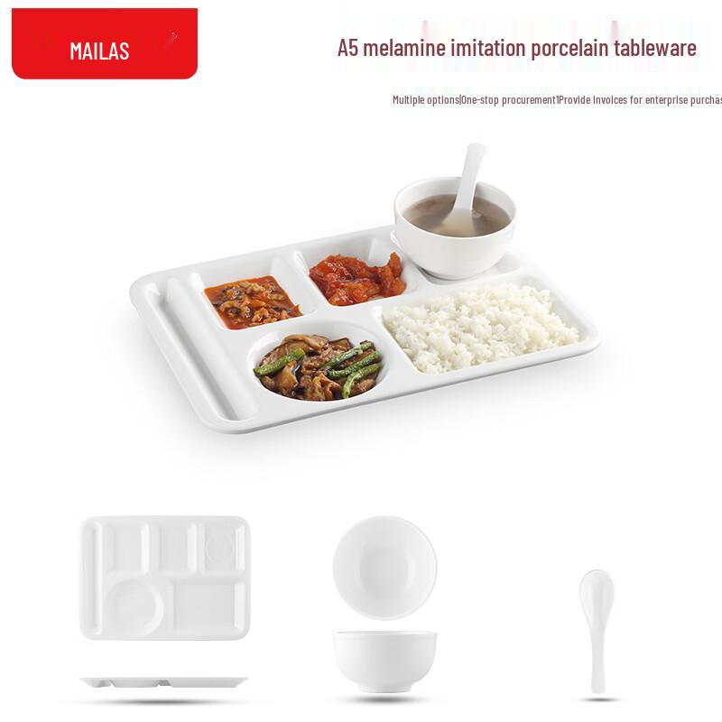 Ouluoti Melamine 6-Compartment Divided Food Tray