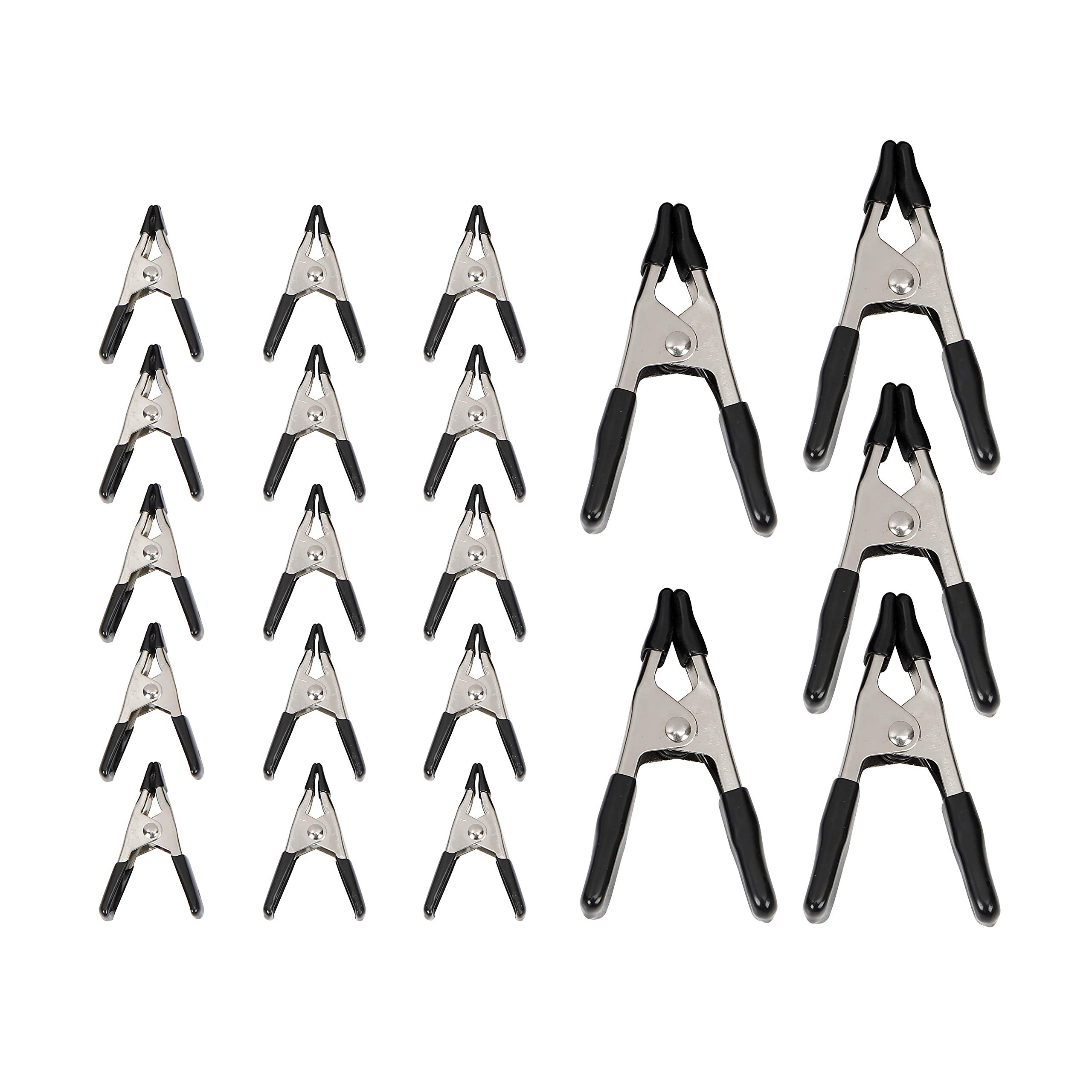 

Amazon Basics Steel Spring Clamp Set, 20-Piece Set, 15 2cm Clamps and 5 3cm Clamps, Black/Silver