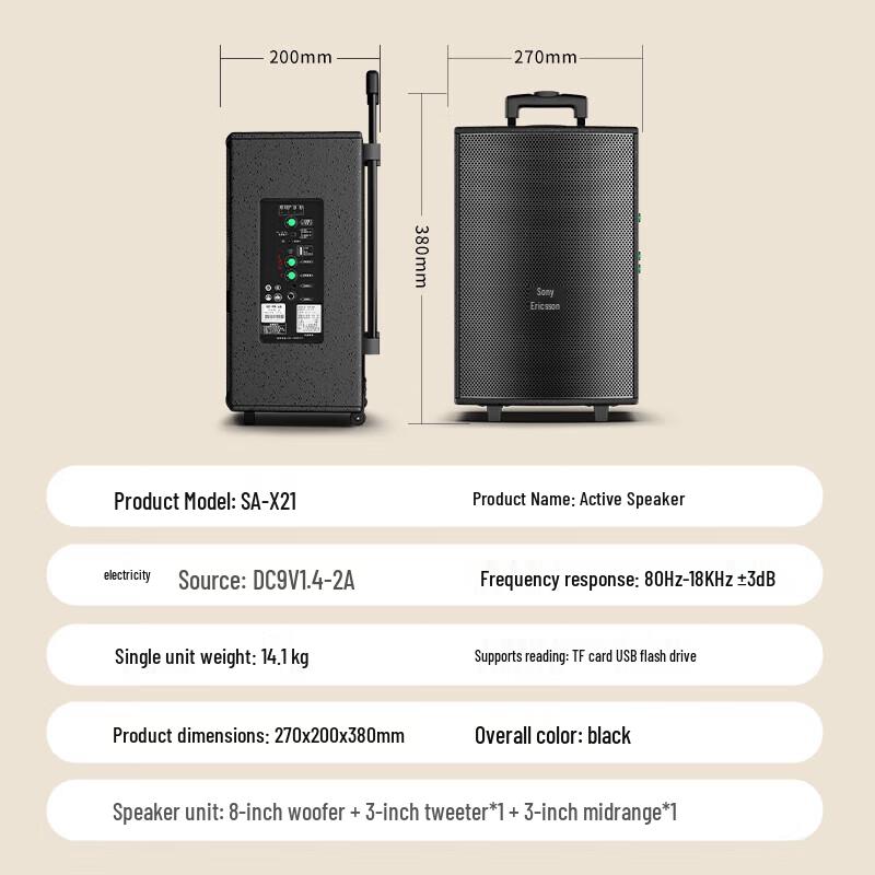 Soaiy 8-inch Portable Outdoor KTV Speaker